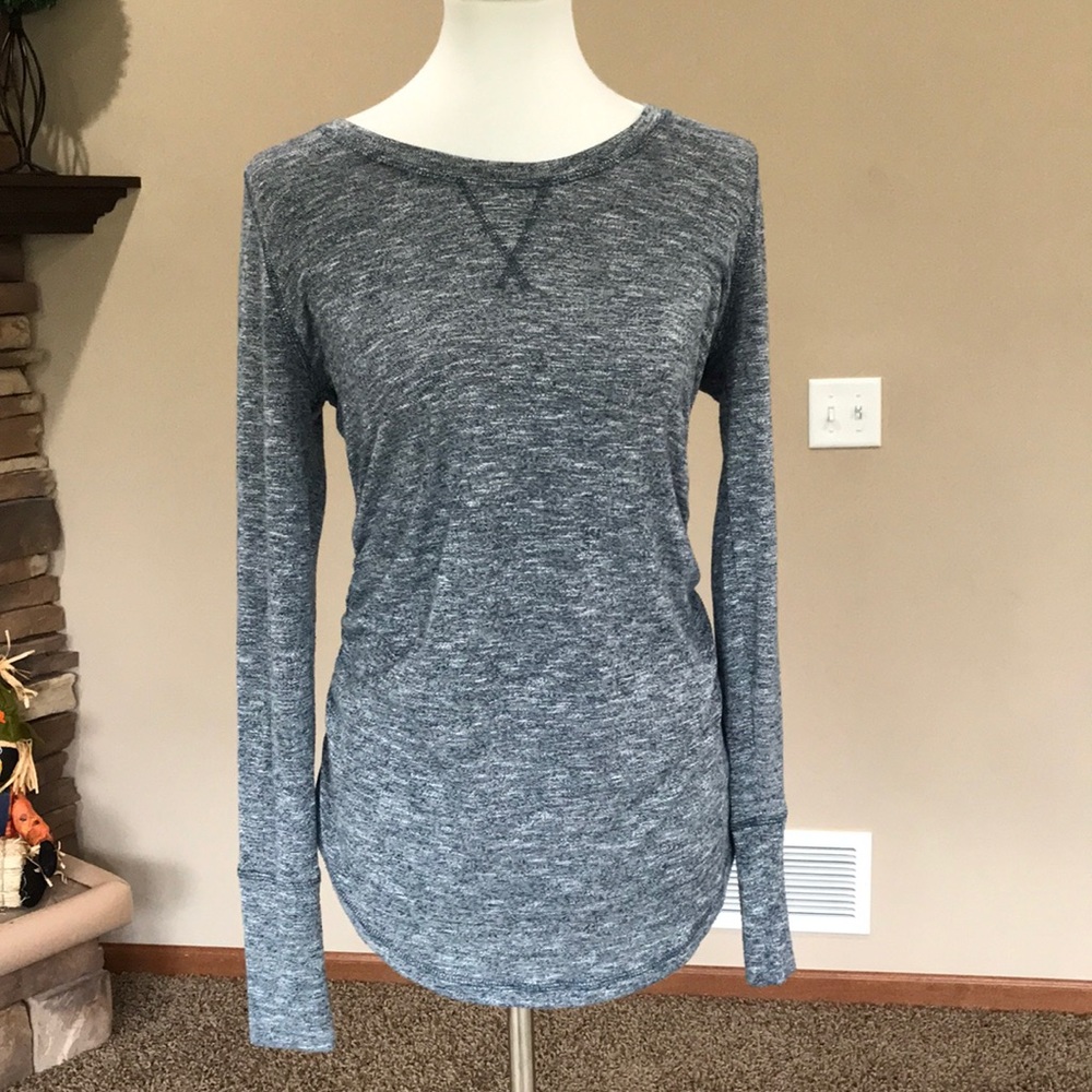 Blue and gray Long sleeve maternity shirt